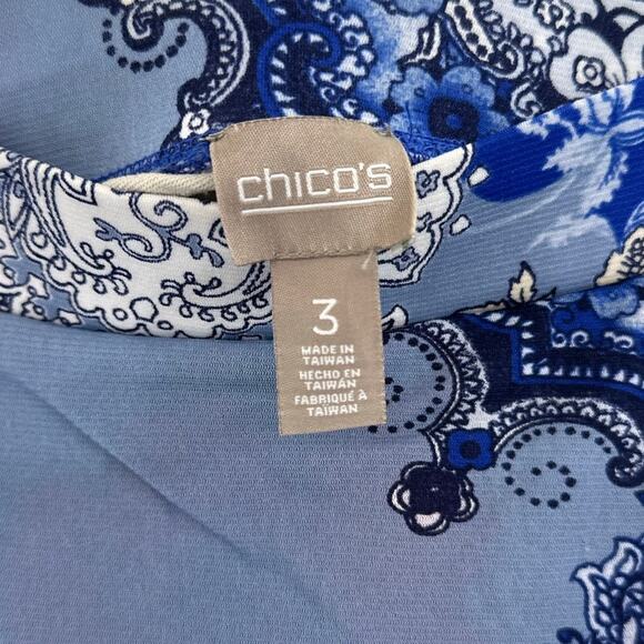 Chicos Womens XL Skirt Pull On Handkerchief Stretch Floral Paisley  Blue Red - Picture 2 of 5